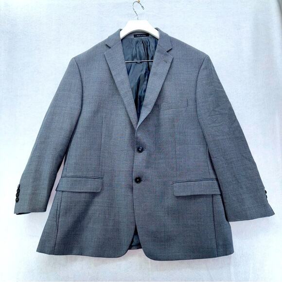 EUC Men’s Calvin Klein 100% Wool Blazer Sport Coat size 44S Grey Checkered - Picture 1 of 5